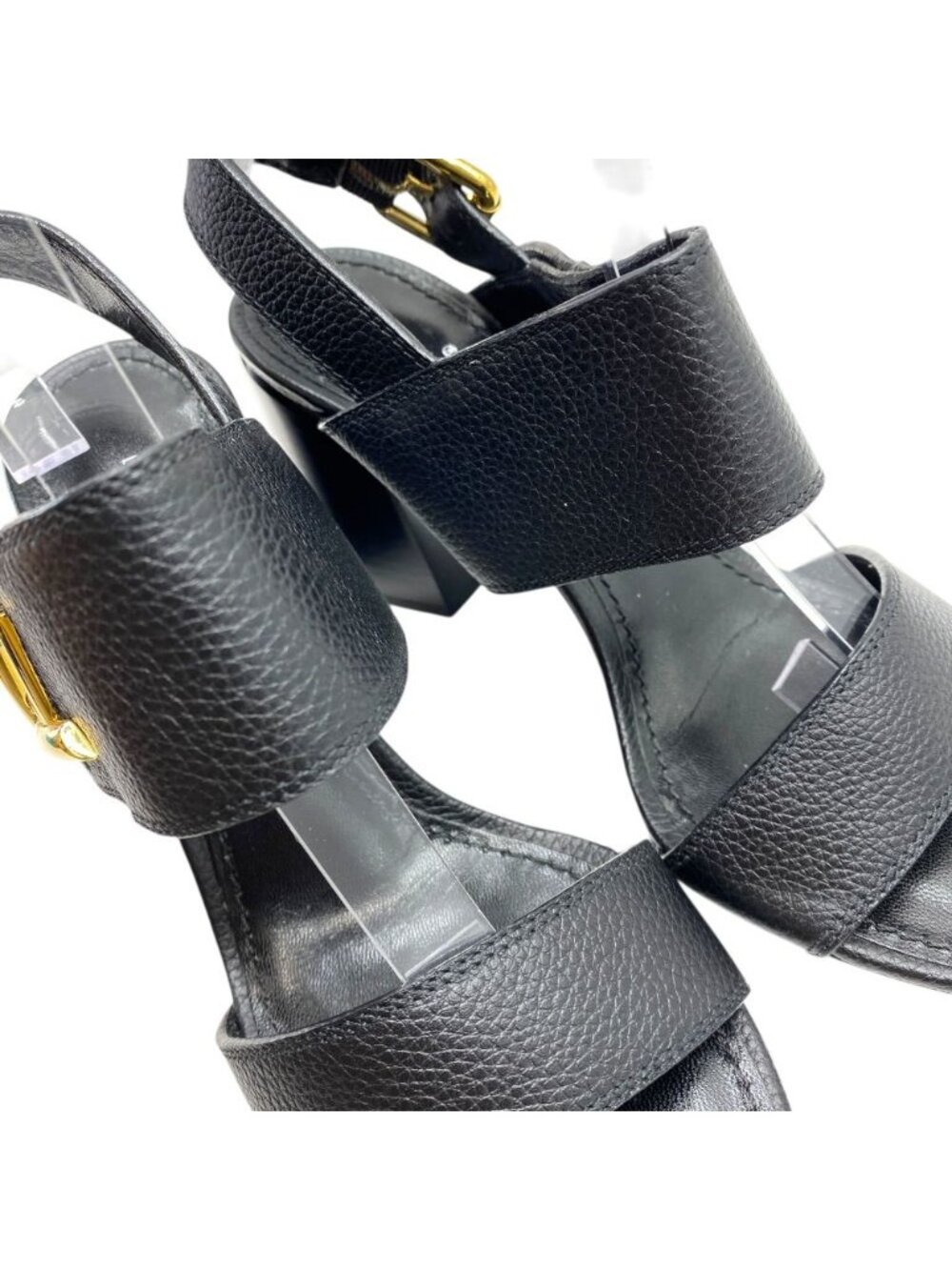 Louis Vuitton Horizon Line Sandals LV Logo Gold Black Leather 34.5 ): Sophistica - Picture 7 of 10